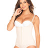 Front view of high compression white panty bodysuit faja with zipper.
